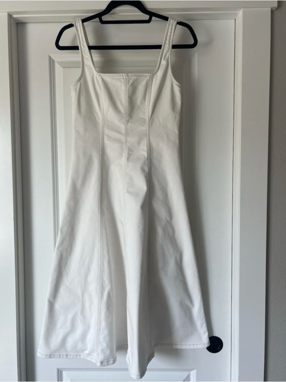 Old Navy Women's Fit & Flare Denim White Midi Dress Size Petite XS